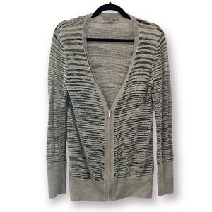 CLASSIQUES ENTIER Zebra Print Zip Up Cardigan Wool Blend Semi Sheer Medium